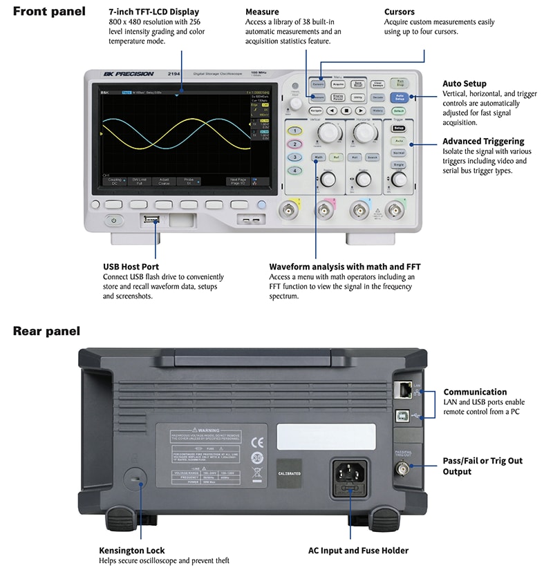 Infographic - B&K Precision Model 2194 4-Channel Digital Storage Oscilloscope